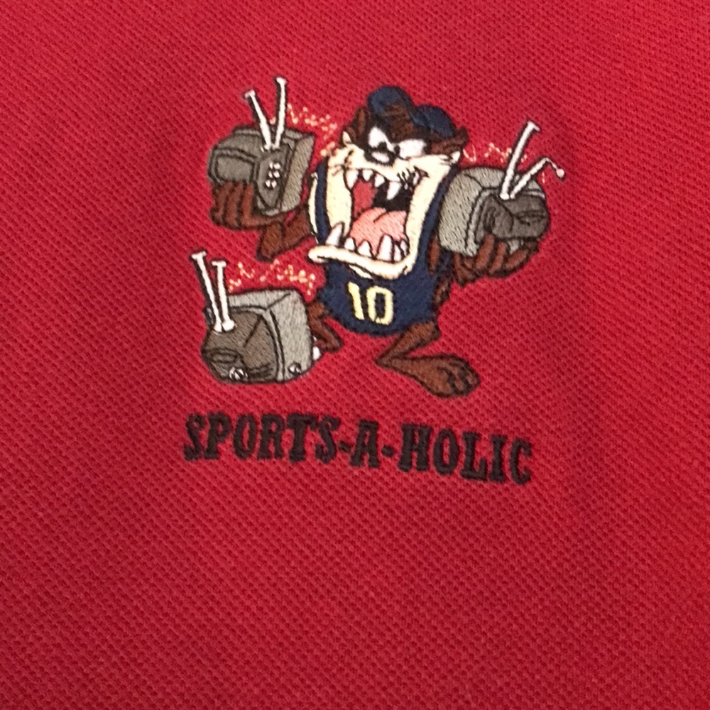 Mens Size XL, Vintage Red Tas Devil Sports-a-Holic Golf Polo Warner Bros Store